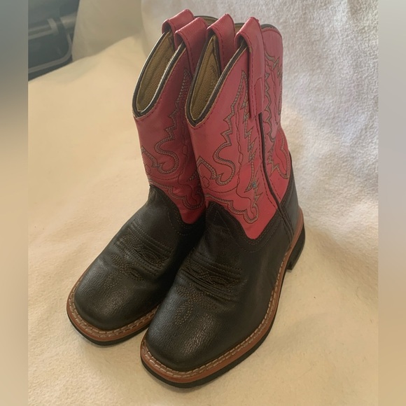 Swift Creek Cowboy Boots Leather Square Toe Toddler Girl Pink Size 9.5 D 1724C - Picture 12 of 13